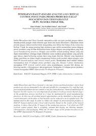 Puji syukur kehadirat allah swt. Pdf Penerapan Haccp Hazard Analysis And Critical Control Point Pada Proses Produksi Suklat Mocachino Dan Choco Granule Di Pt Mayora Indah Tbk