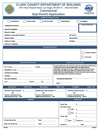 Carbon monoxide detectors (provide to hpd, dob, dohmh or fdny). Fillable Online Clarkcountynv Commercial Sub Permit Application Form Bpa004 Clark County Clarkcountynv Fax Email Print Pdffiller
