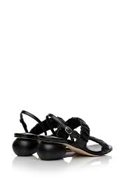 Boat Women's Sandal Black Leather - İLVİ