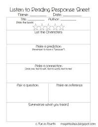 Listen To Reading Response Sheet Free Reading Response Sheets Listen To Reading Reading Response
