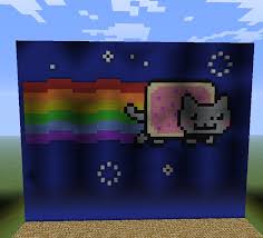 Convert any image to pixel art using minecraft blocks! Nyan Cat Pixel Art With A Underground House A Pyramid A Cactus Farm And A Mob Grinder Minecraft Map