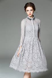 Beaded Gray Long Sleeve Lace Medi Dress Long Sleeve Lace Mini Dress Dress Brukat Dress Brokat