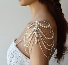 Detachable Strap For Wedding Dress Bridal Pearl Straps Etsy In 2021 Bridal Pearls Shoulder Jewelry Shoulder Necklace