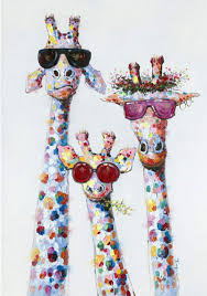 Party Giraffes 28x40 Pop Art Animals Giraffe Painting Giraffe Art