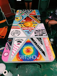 Painted Beerpong Table In 2020 Beer Pong Table Painted Beer Pong Table Designs Beer Pong Table Diy