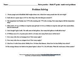 Solve varied word and number problems related to 8th grade ratio. 5th Grade Math Word Problems By Family 2 Family Learning Resources