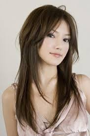 Asian brown long mi coiffure. Coupe De Cheveux Asiatique