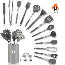Wooden cooking utensil set kitchen bamboo spoons spatula tools utensil tools.m. Kitchen Utensil Set Silicone Kitchen Utensils Home Kitchen Cooking Tools Kitchen Gadgets Utensil Cookware Kit Set Of 24 Walmart Canada