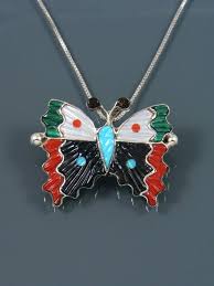 Butterfly sprite matt james native art tribal art. Native American Zuni Inlay Butterfly Pin Pendant By Tamara Pinto At Pueblodirect Com