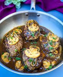 Place patties in the air fryer and set temperature to 400. Keto Low Carb Salisbury Steak With Mushroom Gravy Video