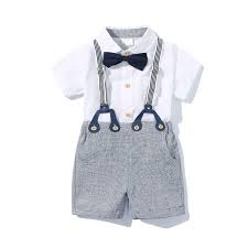 Buy Boarnseorl Baby Boys Gentleman Outfits Suits Infant Short Sleeve Shirt Bib Pants Bow Tie Overalls Clothes Set At Amazon In
