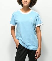 Adidas 3 Stripe Light Blue T Shirt Zumiez Light Blue Shirts Orange T Shirts Dye T Shirt