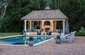 The pool cabana measures 17'x25′ in length. Outdoor Pool Cabana Traditional Pool San Francisco By Terra Ferma Landscapes Houzz