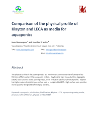 Uses of expanded leca clay pebbles. Pdf Comparison Of The Physical Profile Of Klayton And Leca As Media For Aquaponics
