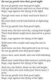 Dylan Thomas Poem Do Not Go Gentle Into That Good Night Poem Used In The Movie Interstellar Do Not Go Gentle Into That Good Night By Dylan Thomas Dying Of The Light Advice Quotes Wise