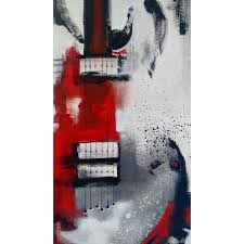 Black And White Music Artwork Guitar Painting Abstract Painting Red White Black Painting Large Liked On Polyvore Featuring Home Home Deco Abstract Abstract Painting Guitar Painting