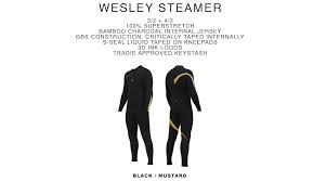 Zion Wetsuits Wesley 3 2mm Gbs Chest Zip Steamer Black Mustard Winter 2018 Range