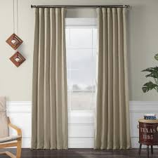 Exclusive Fabrics Furnishings Thatched Tan Beige Faux Linen Blackout Curtain 50 In W X 120 In L Panel Curtains Curtains Blackout Curtains