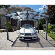 Gazebo Penguin 10 75 Ft X 16 5 Ft Grey Metal Carport Lowes Com Metal Carports Carport Designs Carport