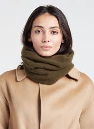Khaki Wool-blend Snood scarf