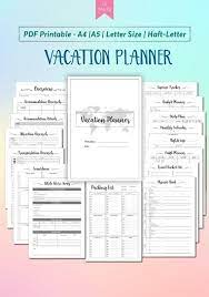 Vacation Planner Printable Template Travel Planner Printable Insert Travel Itinerary In 2021 Vacation Planner Template Travel Itinerary Template Vacation Planner