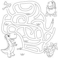 Help Dinosaur Find Path To Nest Labyrinth Maze Game For Kids Black And White Af Dinosaur Activities Preschool Kindergarden Activities Maze Games For Kids