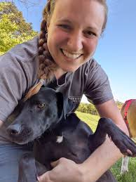 Hot summer days means a trip to DQ, including a pup cup for Dahlia.