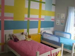 Love The Different Layers Of Stripes On The Wall Boy Girl A Fabulous Shared Room Shared Girls Bedroom Boy And Girl Shared Bedroom Boy And Girl Shared Room