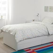slakt bed frame w pull out bed storage white twin ikea in 2021 slakt bed bed frame bed storage