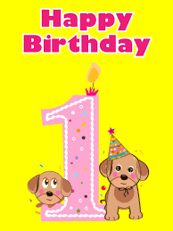 Free online puppy birthday wishes ecards on birthday. Adorable Puppies Happy 1st Birthday Card Birthday Greeting Cards By Davia