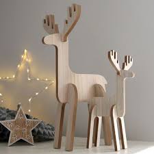Wooden Standing Reindeer Decoration By Clem Co Christmas Reindeer Decorations Reindeer Decorations Wooden Reindeer