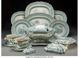 Ceramics Porcelain British Antique Pre 1900 An Seventeen Piece Thomas Godwin Penn S Treaty Staffordshiretransfe Transferware Staffordshire Table Service