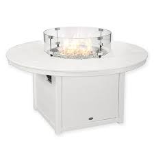 A propane fire pit table uses propane instead of firewood. Polywood Round 48 Inch Propane Fire Pit Table In White Bed Bath Beyond
