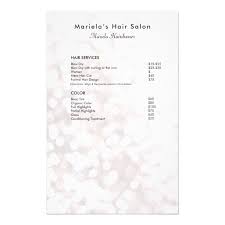 White Bokeh Glitter Hair Salon Price List Menu Zazzle Com In 2020 Hair Salon Prices Hair Salon Price List Salon Price List