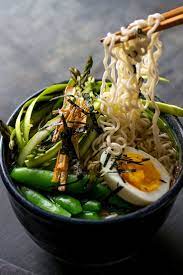 Spring Ramen Bowl With Snap Peas And Asparagus Recipe Recipe Recipes Cooking Asparagus Recipe
