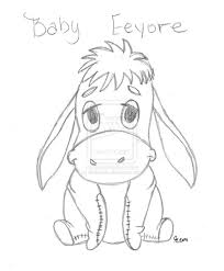 The first step is to draw a circle about the size of a 50 cent piece for his head and add construction lines to it, including one across the lower part of the circle to use as a reference. Baby Eeyore Drawing Cute Drawing Art Ideas