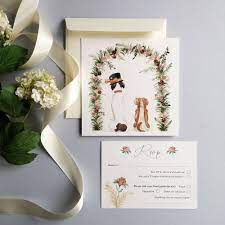 Custom Wedding Invitation Design Dogs Getting Married Custom Wedding Invitations Floral Wedding Stationery Wedding Invitation Design