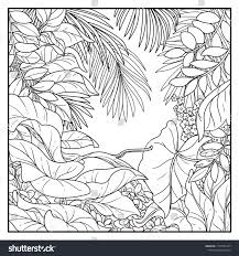 Jungle Black Contour Line Drawing For Coloring On A White Background Animal Line Drawings Jungle Drawing Line Drawing
