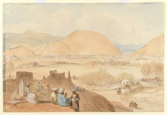 RBSI - Kabul (Afghanistan) - 1839 Water-colour sketch of Kabul (Afghanistan) by James Atkinson (1780-1852) between 1839 and 1840. Inscribed on the mount of this picture is: 'Caubul. from a burying ground