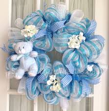 This instructional tutorial shows you exactly how i made it. Southern Charm Wreaths Deco Mesh Baby Boy Wreath Blue White Baby Door