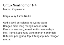 Judul lain yang tepat dan sesuai isi puisi tersebut adalah. Judul Lain Yang Cocok Untuk Puisi Tersebut Adalah A Tarian Kupu Kupub Selendang Warna Brainly Co Id