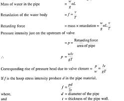 Rise In Pressure Of Water Flowing Through A Pipe Diameter