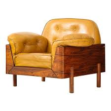 Brazilian Lounge Chair In Jacaranda And Yellow Leather Leather Lounge Chair Lounge Chair Wood Lounge Chair