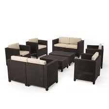 Invite fellow fans over for a barbecue for the big game. Waverly Outdoor Faux Wicker 8 Seater Chat Set With Cushions By Christopher Knight Home On Sale Overstock 31359511