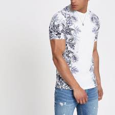 White Floral Slim Fit T Shirt