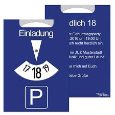 Einladung 18 Geburtstag Parkscheibe Einladungskarten Geburtstag Einladung Geburtstag Einladungen