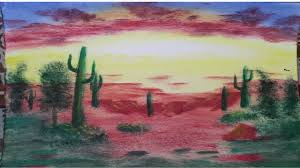Learn to paint a cute cactus heart succulent! Desert Sunset Painting With Cactus Easy Painting For Beginners Painting Ideas Painting With Oil Paints