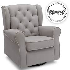 Delta Children Emerson Upholstered Glider Swivel Rocker Chair Dove Grey With Soft Grey Welt In 2020 Rocker Chairs Swivel Rocker Chair Rocking Chair Cushions