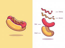 Hotdog Ingredients Food Hot Dogs Vector Icons Illustration Hot Dog Restaurants