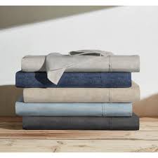 17 inches fully elasticized fitted sheet: Brielle Home Heather Printed Sheet Set Navy Cal King Brl300mlng265039 The Home Depot